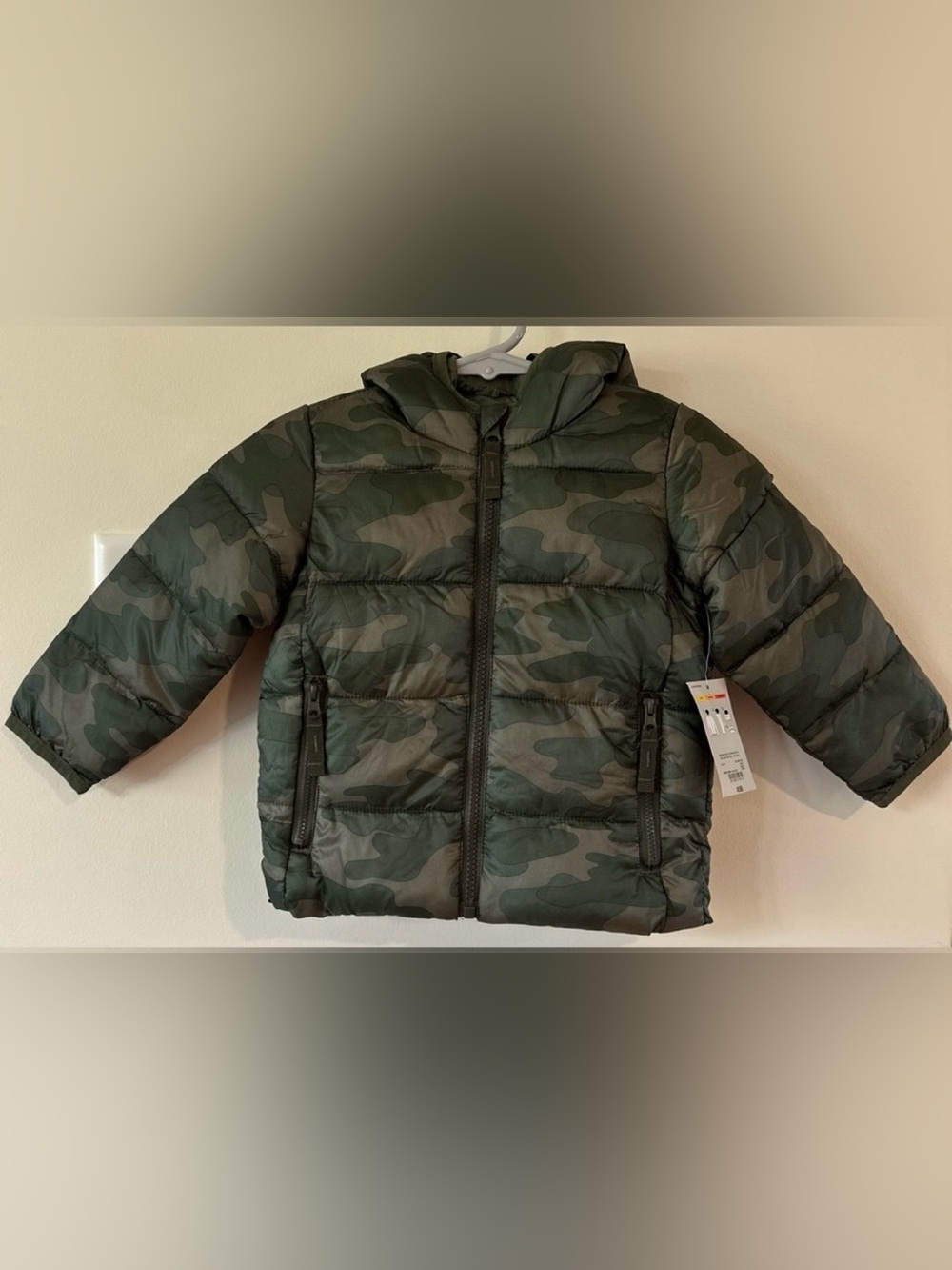 Okie Dokie Toddler Green Camo Packable Puffer Jacket NWT Size 12 months